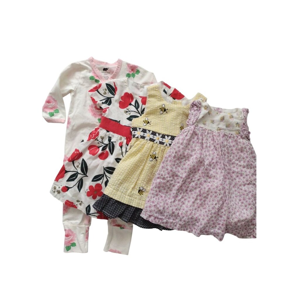 Baby Girls Clothing Lot 3-6M Cotton 3 dresses 1 Romper Mini Boden Carters